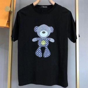 Replica Designer Louis Vuitton Fashion Cartoon Bear Print Short Sleeve T-Shirt