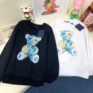 Replica Designer Louis Vuitton Fashion Cartoon Print Crew Neck Sweatshirt