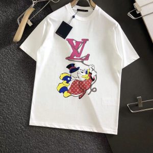 Replica Designer Louis Vuitton Fashion Cartoon Print Round Neck Short Sleeve T-Shirt