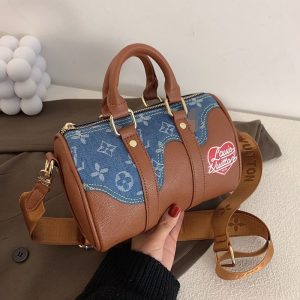 Replica Designer Louis Vuitton Fashion Contrast Patchwork Boston Bag