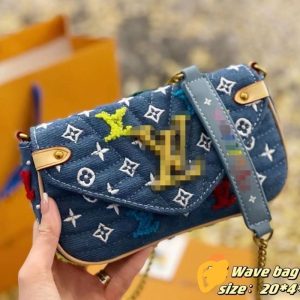 Replica Designer Louis Vuitton Fashion Denim Embroidered Letters Shoulder Bag
