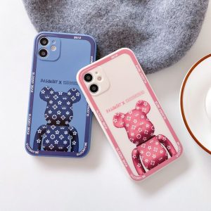 Replica Designer Louis Vuitton Fashion Frosted Cartoon Bear Print Phone Case
