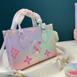 Replica Designer Louis Vuitton Fashion Gradient Letter Print Large Capacity Tote Bag