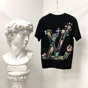 Replica Designer Louis Vuitton Fashion Hand-Painted Letter Printing Trendy Round Neck Short-Sleeved T-Shirt