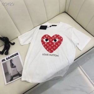 Replica Designer Louis Vuitton Fashion Heart Print Short Sleeve T-Shirt