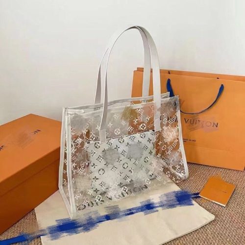 Replica Designer Louis Vuitton Fashion Large Capacity Printed Transparent Tote Bag