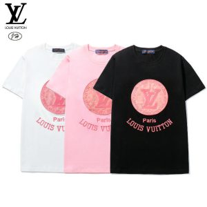 Replica Designer Louis Vuitton Fashion Letter Embroidery Short Sleeve T-Shirt