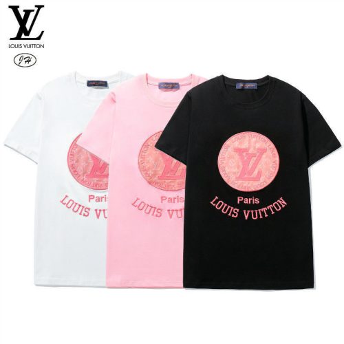 Replica Designer Louis Vuitton Fashion Letter Embroidery Short Sleeve T-Shirt