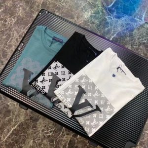 Replica Designer Louis Vuitton Fashion Letter Print Crew Neck Loose T-Shirt