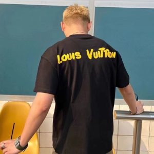Replica Designer Louis Vuitton Fashion Letter Print Crew Neck T-Shirt