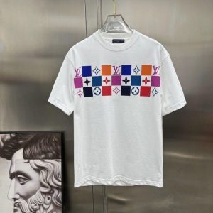 Replica Designer Louis Vuitton Fashion Letter Print Crew Neck T-Shirt