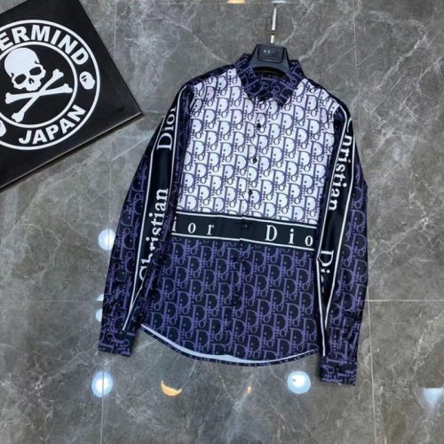 Replica Designer Louis Vuitton Fashion Letter Print Lapel Long Sleeve Shirt
