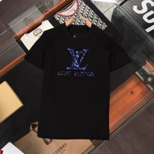 Replica Designer Louis Vuitton Fashion Letter Print Short Sleeve Crew Neck T-Shirt