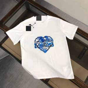 Replica Designer Louis Vuitton Fashion Letter Print Short Sleeve Loose T-Shirt