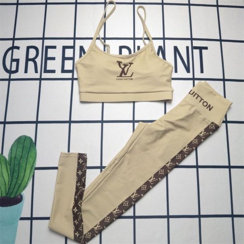 Replica Designer Louis Vuitton Fashion Letter Print Top + Pants Sports Two-Piece Set