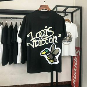 Replica Designer Louis Vuitton Fashion Lettering Hand Drawn Doodle Loose T-Shirt