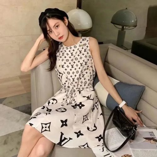 Replica Designer Louis Vuitton Fashion Sleeveless Letter Print Dress
