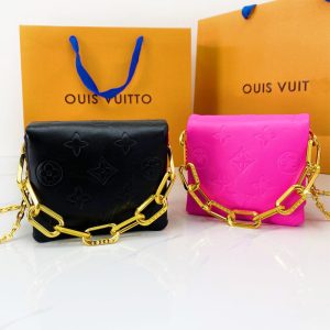 Replica Designer Louis Vuitton Fashion Solid Color Embossed Chain Shoulder Bag