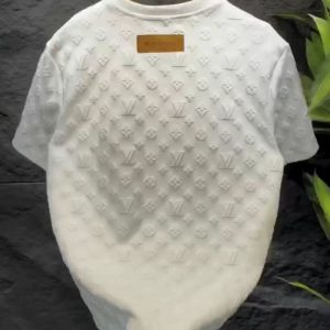 Replica Designer Louis Vuitton Fashion Solid Color Embossed Short Sleeve T-Shirt