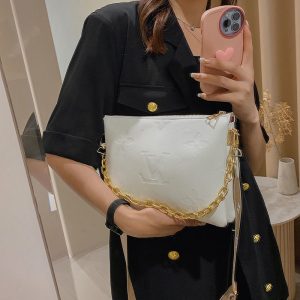Replica Designer Louis Vuitton Fashion Solid Color Letter Embossed Shoulder Bag