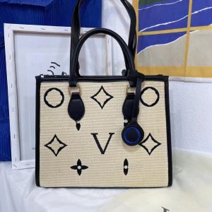 Replica Designer Louis Vuitton Fashion Straw Contrast Color Shoulder Bag