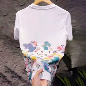 Replica Designer Louis Vuitton Fashion Tie Dye Print Crew Neck Short Sleeve T-Shirt