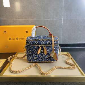 Replica Designer Louis Vuitton Fashionable Denim Chain Three-Dimensional Large-Capacity Shoulder Bag