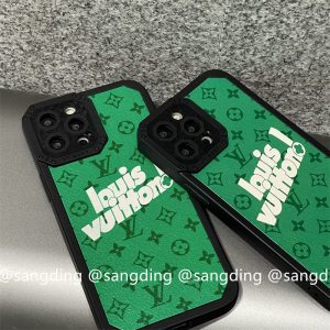 Replica Designer Louis Vuitton Green Monogram Pattern Iphone13pro Max Apple 12 Mobile Phone Case