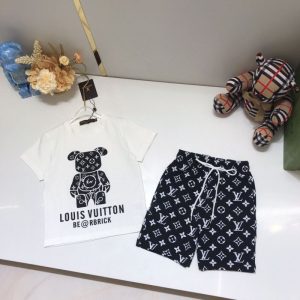 Replica Designer Louis Vuitton Kids Cartoon Print T-Shirt + Shorts Two-Piece Set