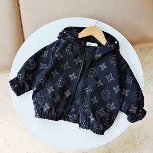 Replica Designer Louis Vuitton Kids Casual Printed Hooded Jacket
