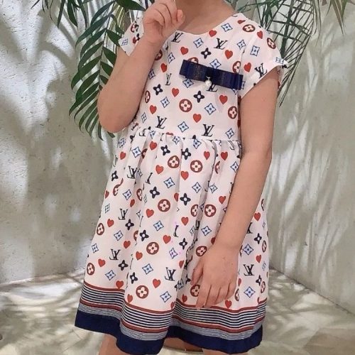 Replica Designer Louis Vuitton Kids Fashion Alphabet Print Dress