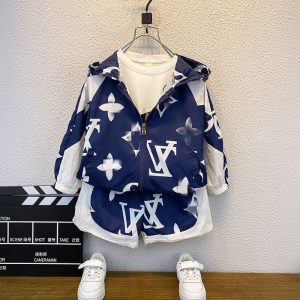 Replica Designer Louis Vuitton Kids Fashion Letter Print Contrasting Color Two Piece Set