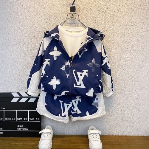 Replica Designer Louis Vuitton Kids Fashion Letter Print Contrasting Color Two Piece Set