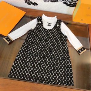 Replica Designer Louis Vuitton Kids Fashion Skirt + Long Sleeve Top Two Piece Set