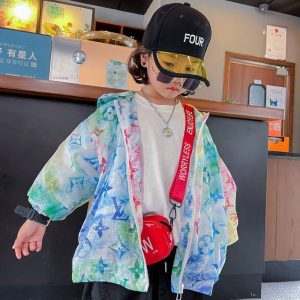 Replica Designer Louis Vuitton Kids Multicolor Print Sun Protection Clothing