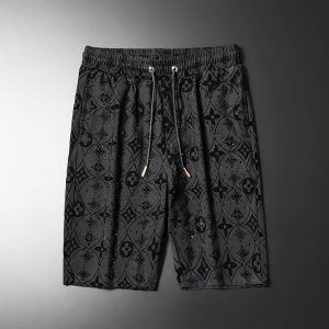Replica Designer Louis Vuitton Men Casual Alphabet Rhinestone Print Shorts