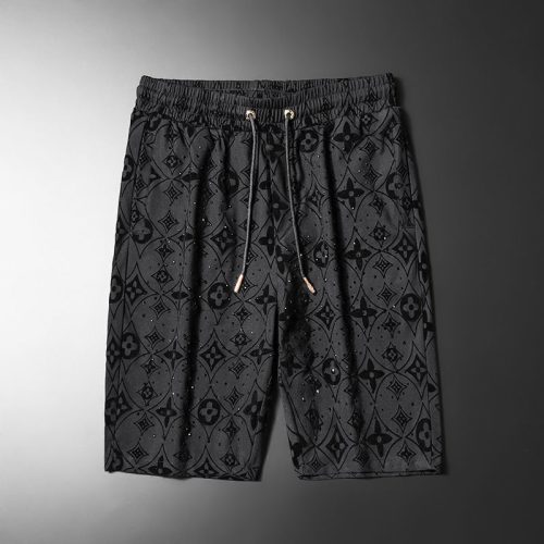Replica Designer Louis Vuitton Men Casual Alphabet Rhinestone Print Shorts