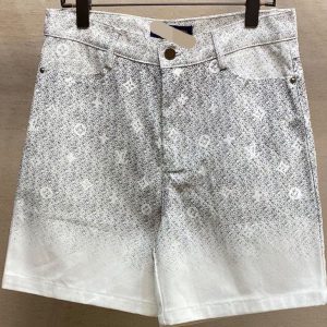 Replica Designer Louis Vuitton Men Casual Gradient Letter Print Loose Denim Shorts