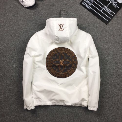 Replica Designer Louis Vuitton Men Casual Letter Embroidered Hooded Jacket