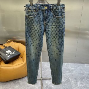 Replica Designer Louis Vuitton Men Casual Letter Print Jeans