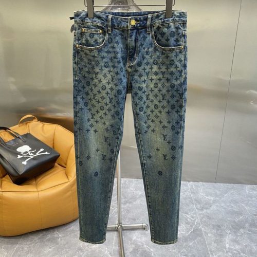 Replica Designer Louis Vuitton Men Casual Letter Print Jeans