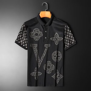 Replica Designer Louis Vuitton Men Casual Letter Print Polo Shirt