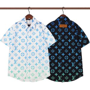 Replica Designer Louis Vuitton Men Casual Letter Print Short Sleeve Shirt
