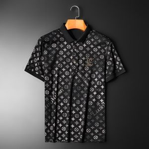 Replica Designer Louis Vuitton Men Casual Monogram Print Polo Shirt