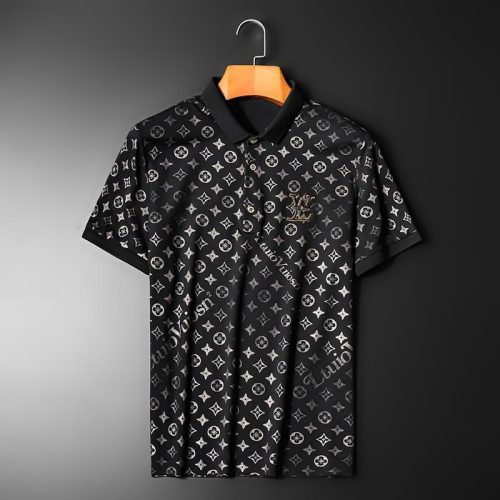 Replica Designer Louis Vuitton Men Casual Monogram Print Polo Shirt