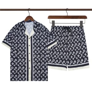 Replica Designer Louis Vuitton Men Casual Short-Sleeved Shorts Two-Piece Set