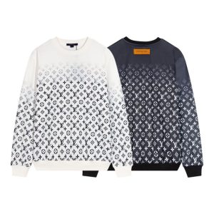 Replica Designer Louis Vuitton Men Fashion Long-Sleeved Gradient Printing Sweater