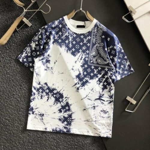 Replica Designer Louis Vuitton Men Fashion Printed Crewneck T-Shirt