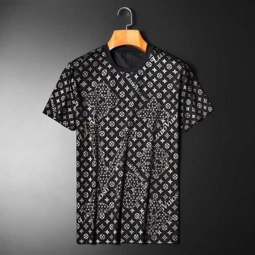 Replica Designer Louis Vuitton Men Fashion Printed Crewneck T-Shirt
