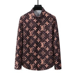 Replica Designer Louis Vuitton Men Fashion Printing All-Match Shirt